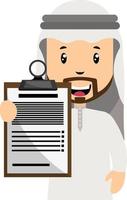 Arab with schedule, illustration, vector on white background.