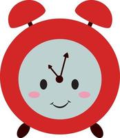 Cute red clock, illustration, vector on white background.