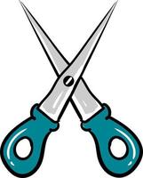 Blue scissors, illustration, vector on white background.