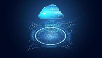 tecnología de nube abstracta con big data y conexión de concepto de información mediante la recopilación de datos en la nube con grandes sistemas de almacenamiento de datos en antecedentes de alta tecnología. vector