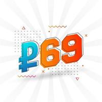 69 Russian Ruble vector currency image. 69 Ruble symbol bold text vector illustration