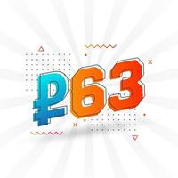63 Russian Ruble vector currency image. 63 Ruble symbol bold text vector illustration
