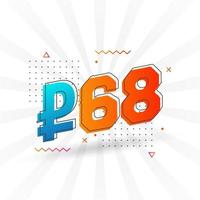 68 Russian Ruble vector currency image. 68 Ruble symbol bold text vector illustration