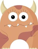 A brown monster with horns, vector or color illustration.