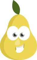 Yellow pear with eyes, illustration, vector on a white background.