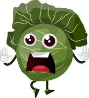 Screaming cabbage, illustration, vector on white background.