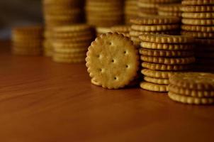 Classic round salted crackers photo