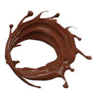 Éclaboussure de tourbillon d'ondulation de chocolat au lait 3d isolée. illustration de rendu 3d png