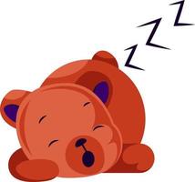 Sleeping red teddy bear vector illustration on a white background