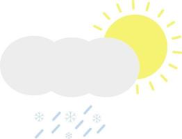 Cloud of heavy wet snow with sun, icon illustration, vector on white background