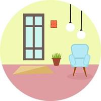 Living room ,illustration, vector on white background.