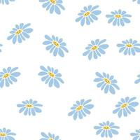Groovy daisy retro seamless pattern. 70s vibe hippie ornament. Floral wallpaper. vector