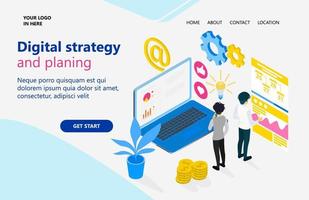 Illustration of a marketing strategy business goal Suitable for landing page, flyers, Infographics, And Other Graphic Related Assets-vector vector