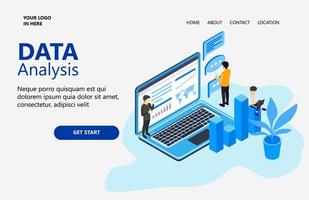ilustración de un trabajador de análisis de datos que completa su tarea adecuada para la página de destino, volantes, infografías y otros vectores de activos relacionados con gráficos