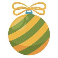 Christmas ball with stripes and a bow Flat design style. vector