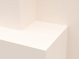 White product display podium stand background. geometric display presentation. concept display scene stage platform showcase, product, sale, banner, cosmetic. 3D rendering. photo