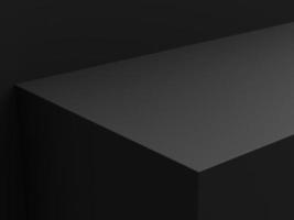 Empty minimal black platform podium or pedestal for product presentation. Empty stand showcase. Blank template for advertise. Abstract black background. 3d rendering. photo