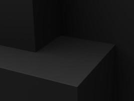 Empty minimal black platform podium or pedestal for product presentation. Empty stand showcase. Blank template for advertise. Abstract black background. 3d rendering. photo