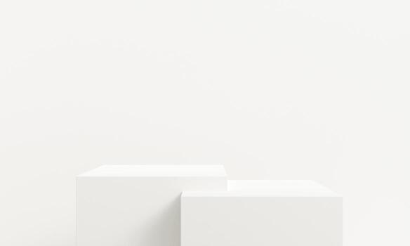 Minimalist white 3d podium scene. abstract white geometry shape background. Minimal cosmetic background for product presentation. 3d rendering. photo