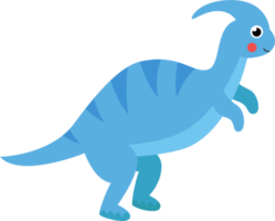 lindo dinosaurio parasaurolophus en estilo de dibujos animados png