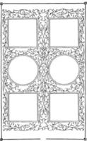 Six part frame have leaves background pattern, vintage engraving. vector