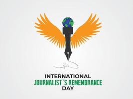 International Journalist's Remembrance Day With Microphone and pen concept Template for background, banner, card, poster. Vector illustration.