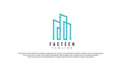 Factory logo with technology concept premium vector