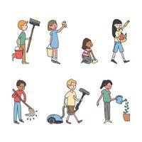 Set of Kids Cleaning vector