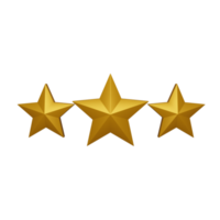 3d yellow three stars icon, suitable to be used as an additional element in your poster, banner and template designs png