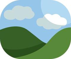 Green hills landscape, illustration, vector on a white background.