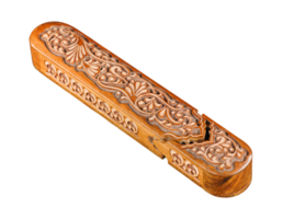 The artistic wood carving on the pencil case, isolated. Central Asia, Uzbekistan png