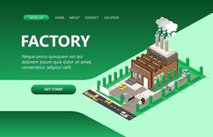 Illustration of a factory with a chimney in a city Suitable for landing page, flyers, Infographics, And Other Graphic Related Assets-vector vector