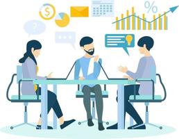 Illustration of a time worker meeting, discussing business growth Suitable for landing page, flyers, Infographics, And Other Graphic Related Assets-vector vector