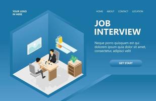 Illustration of a job interview at a company Suitable for landing page, flyers, Infographics, And Other Graphic Related Assets-vector vector