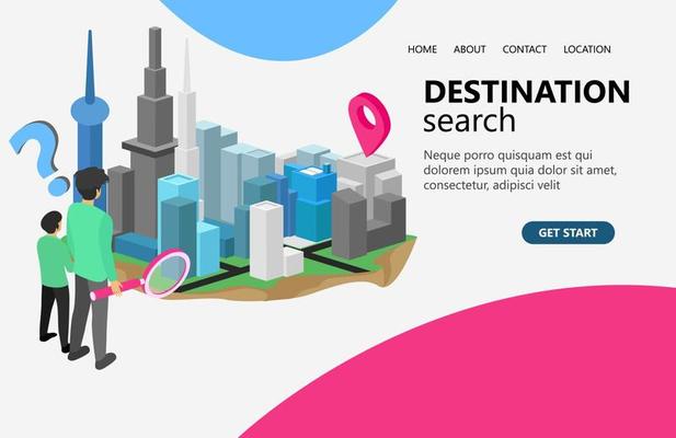 Illustration of finding locations in urban areas Suitable for landing page, flyers, Infographics, And Other Graphic Related Assets-vector