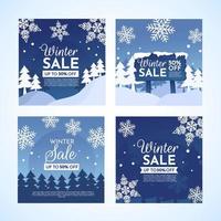 Winter Sale Social Media Post Template vector