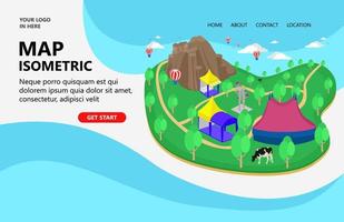 Illustration of mountain location map for camping Suitable for landing page, flyers, Infographics, And Other Graphic Related Assets-vector vector