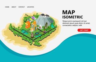 Illustration of a map of a mountain location for recreation or vacation Suitable for landing page, flyers, Infographics, And Other Graphic Related Assets-vector vector