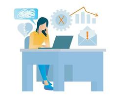 Illustration of sad woman seeing unsuccessful business growth Suitable for landing page, flyers, Infographics, And Other Graphic Related Assets-vector vector