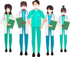 Illustration of health workers with masks on their faces Suitable for landing page, flyers, Infographics, And Other Graphic Related Assets-vector vector