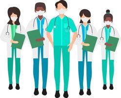 Illustration of health workers with masks on their faces Suitable for landing page, flyers, Infographics, And Other Graphic Related Assets-vector vector