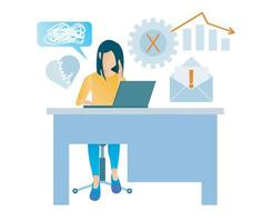 Illustration of sad woman seeing unsuccessful business growth Suitable for landing page, flyers, Infographics, And Other Graphic Related Assets-vector vector