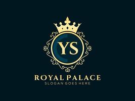 Letter YS Antique royal luxury victorian logo with ornamental frame. vector