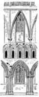 Nave of Wells Cathedral,  Church of Saint Andrew, vintage engraving. vector