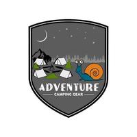 Camping snail illustration vector