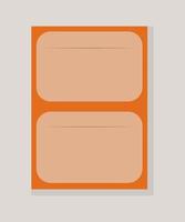 Page notebook, sketchbook orange. Two writing sections per page. Vector illustration