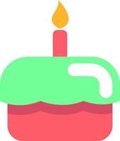 Pink and green birthday cake with candle, illustration, vector, on a white background. vector