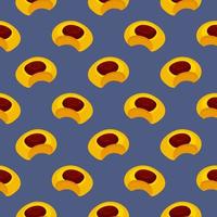 Bitten cookie,seamless pattern on dark purple background. vector