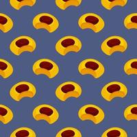 Bitten cookie,seamless pattern on dark purple background. vector