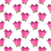 Pink bell flower ,seamless pattern on white background. vector